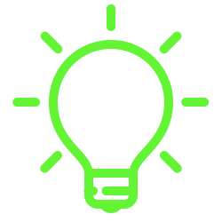 A graphic icon of a lightbulb